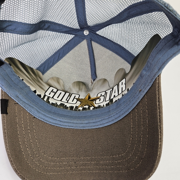 Taz Devil Logo Cartoon Gold Star Snapback Brown Front Gray Mesh Hat / Cap - Picture 7 of 9